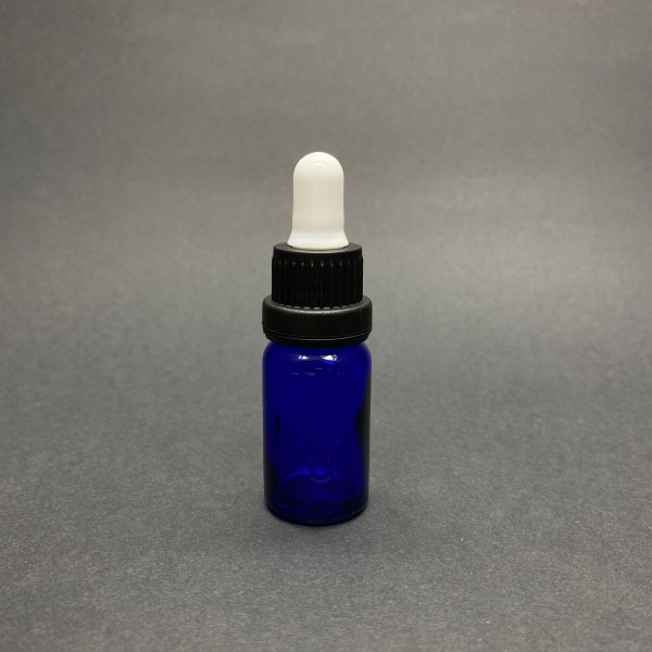 10ml Mavi Cam Damlalıklı Siyah  kapak Beyaz Emzik