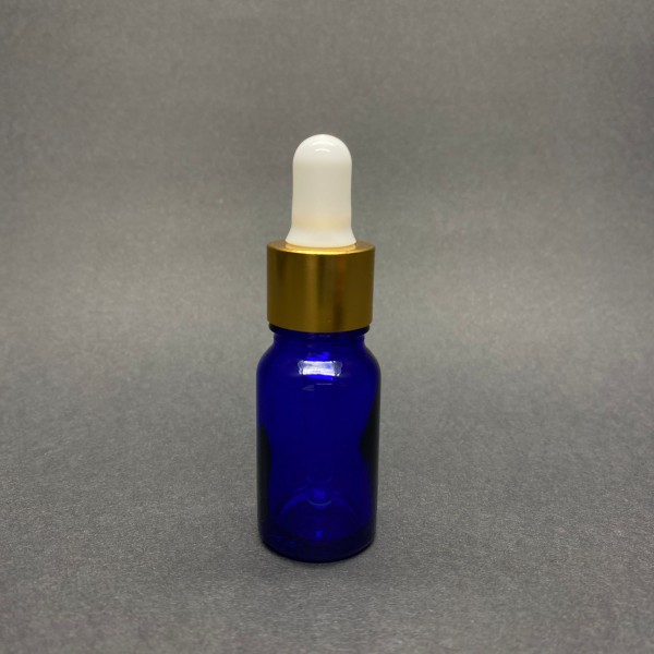 10ml Mavi Cam damlalıklı Gold kapak Beyaz Emzik