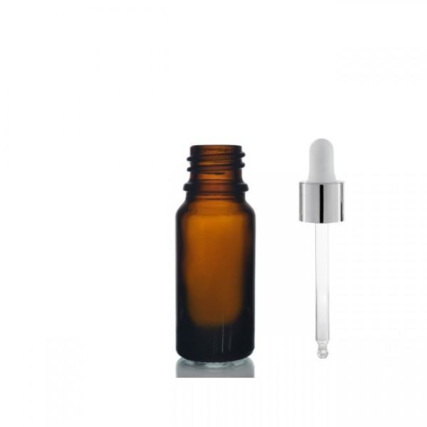 20ml kahverengi Cam Damlalıklı Gümüş kapak BeyazEmzik