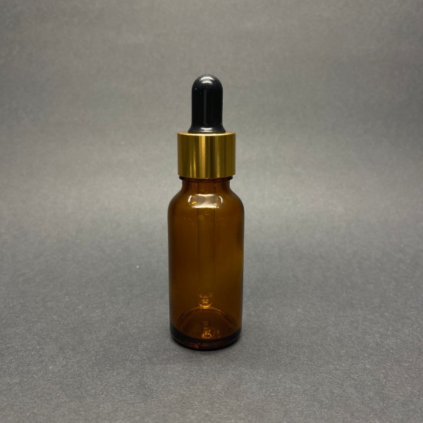 20ml kahverengi Cam Damlalıklı Gold kapak Siyah Emzik