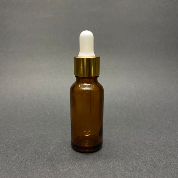 20ml kahverengi Cam damlalıklı Gold kapak Beyaz Emzik
