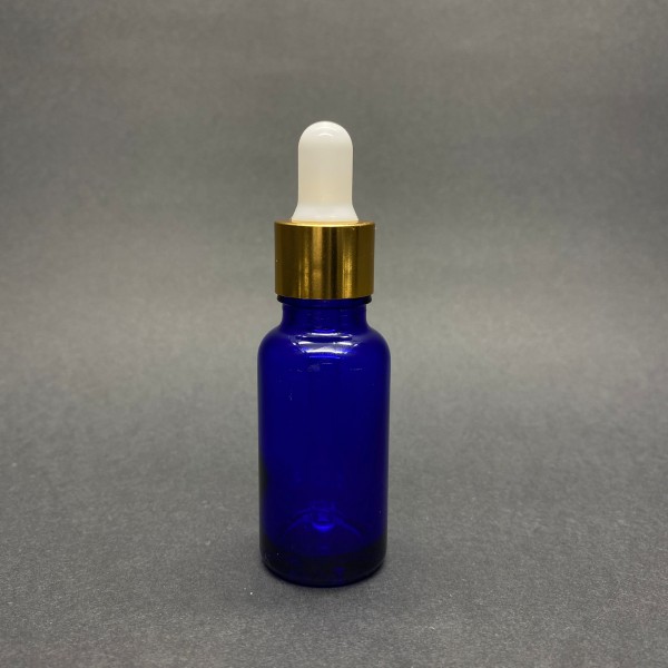 20ml Mavi Cam damlalıklı Gold kapak Beyaz Emzik