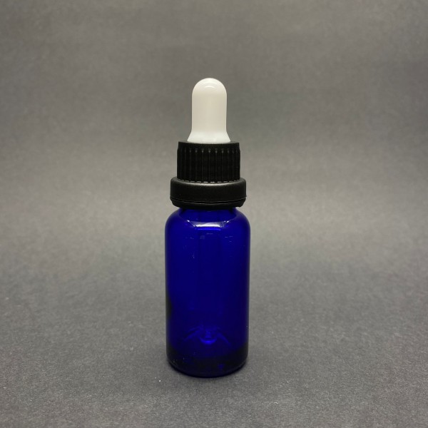 20ml Mavi Cam Damlalıklı Siyah  kapak Beyaz Emzik