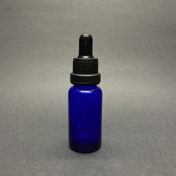 20ml Mavi Cam Damlalıklı Siyah kapak Siyah Emzik