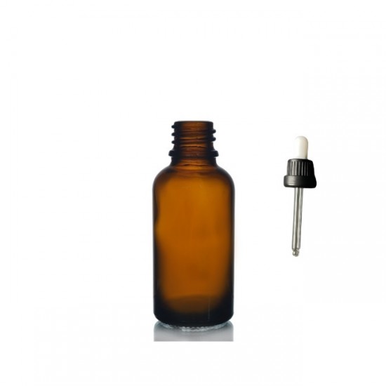 30ml kahverengi Cam Damlalıklı Siyah  kapak Beyaz Emzik