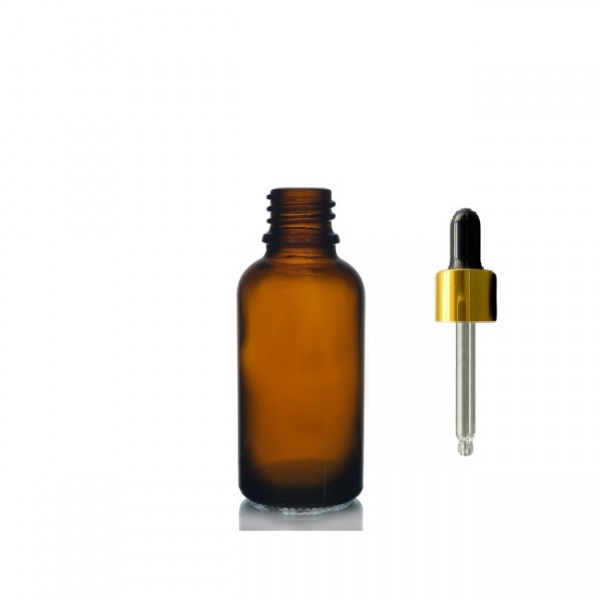30ml kahverengi Cam Damlalıklı Gold kapak Siyah Emzik