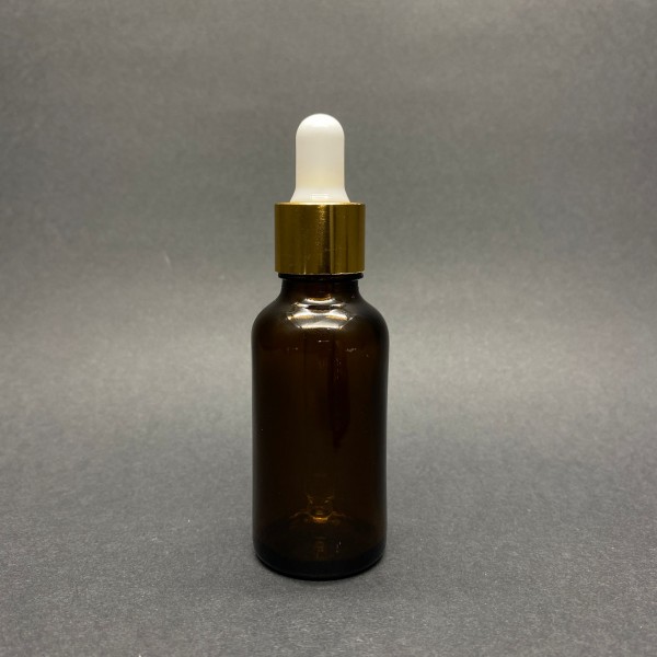 30ml kahverengi Cam damlalıklı Gold kapak Beyaz Emzik
