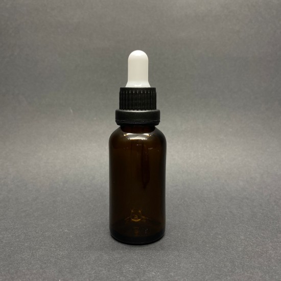 30ml kahverengi Cam Damlalıklı Siyah  kapak Beyaz Emzik
