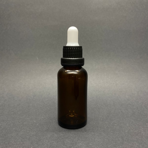 30ml kahverengi Cam Damlalıklı Siyah  kapak Beyaz Emzik