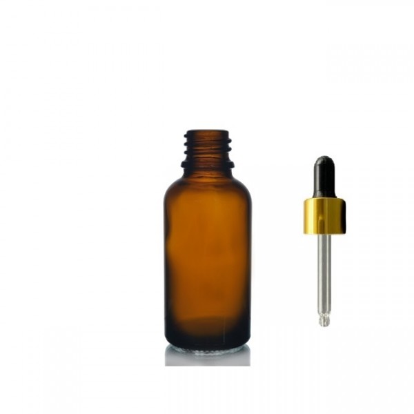 100ml kahverengi Cam Damlalıklı Gold kapak Siyah Emzik