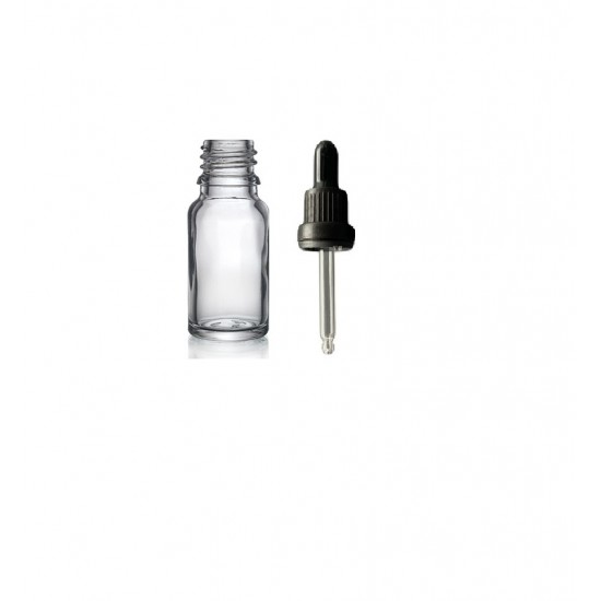10ml Şeffaf Cam Damlalıklı Siyah kapak Siyah Emzik
