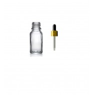 20ml Şeffaf Cam Damlalıklı Gold kapak Siyah Emzik