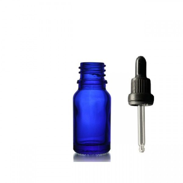 10ml Mavi Cam Damlalıklı Siyah kapak Siyah Emzik