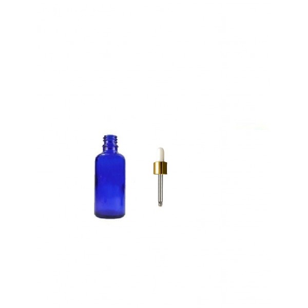 20ml Mavi Cam damlalıklı Gold kapak Beyaz Emzik