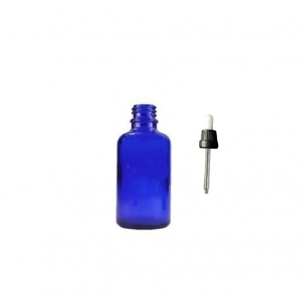 30ml Mavi Cam Damlalıklı Siyah  kapak Beyaz Emzik