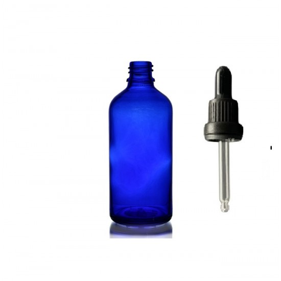 50ml Mavi Cam Damlalıklı Siyah kapak Siyah Emzik