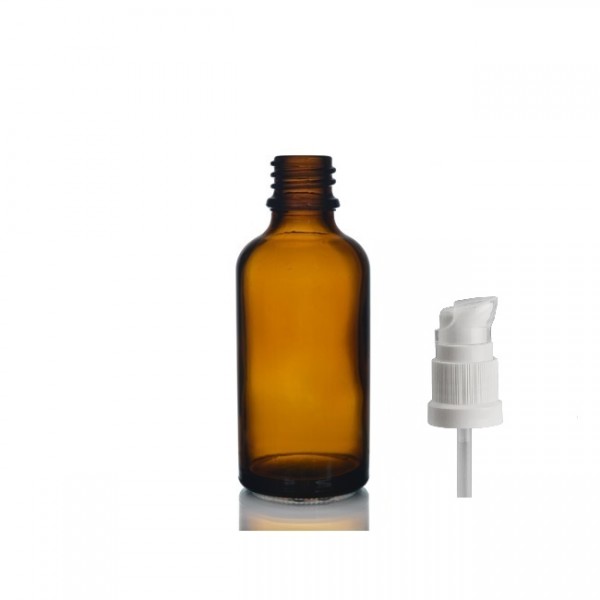 50ml kahverengi Şişe Serum Pompalı Beyaz Renk