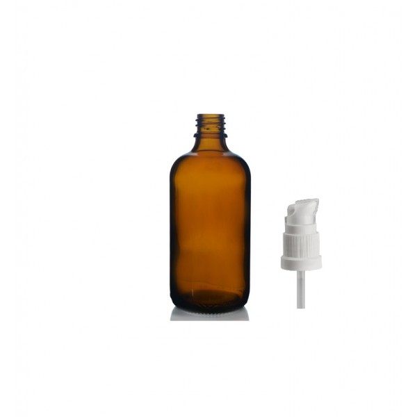 100ml kahverengi Şişe Serum Pompalı Beyaz Renk