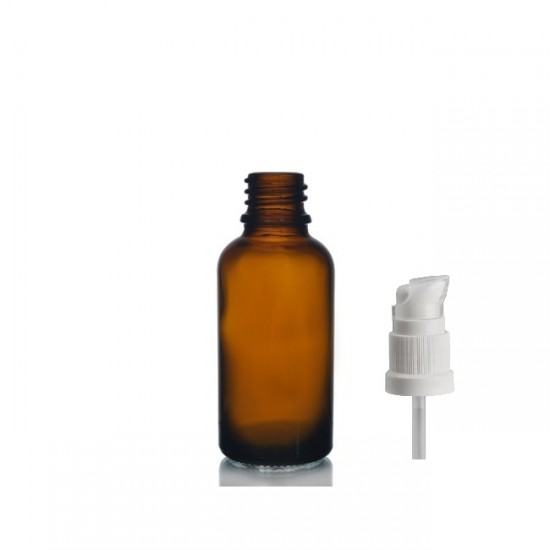 20ml kahverengi Şişe Serum Pompalı Beyaz Renk