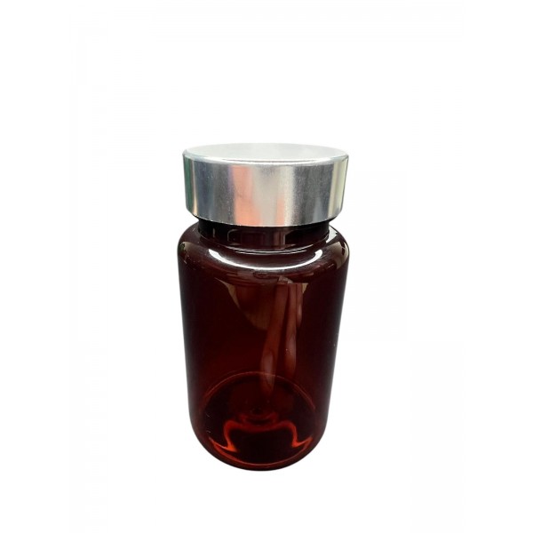 100 ML KAHVERENGİ TABLET ŞİŞESİ - GÜMÜŞ KAPAK 1 KOLİ 650 ADET