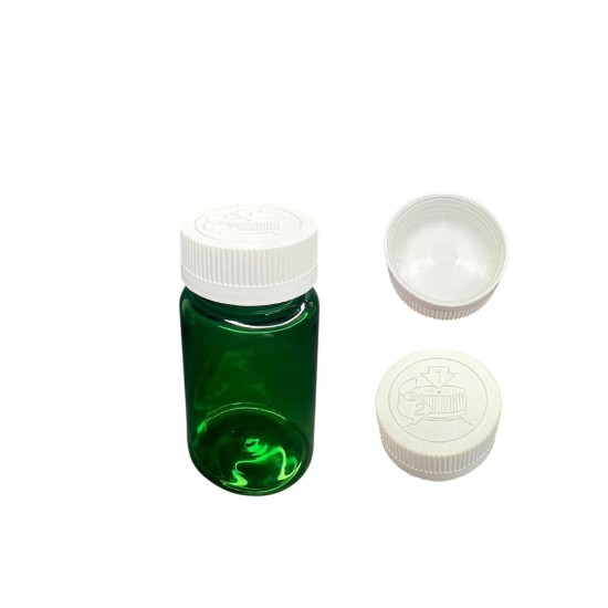 100 ML YEŞİL TABLET ŞİŞESİ - COCUK EMNİYETLİ BEYAZ KAPAK 1 KOLİ 650 ADET
