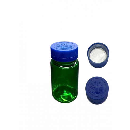 100 ML YEŞİL TABLET ŞİŞESİ - COCUK EMNİYETLİ MAVİ KAPAK 1 KOLİ 650 ADET