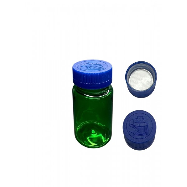 100 ML YEŞİL TABLET ŞİŞESİ - COCUK EMNİYETLİ MAVİ KAPAK 1 KOLİ 650 ADET