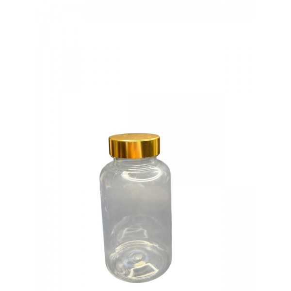 200 ML ŞEFFAF TABLET ŞİŞESİ - GOLD KAPAK 1 KOLİ 400 ADET