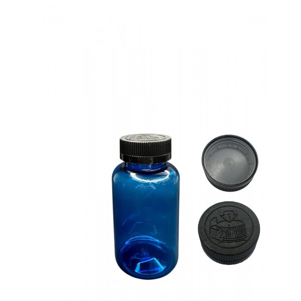 200 ML MAVİ TABLET ŞİŞESİ - COCUK EMNİYETLİ KAPAK ŞEFFAF 1 KOLİ 400 ADET