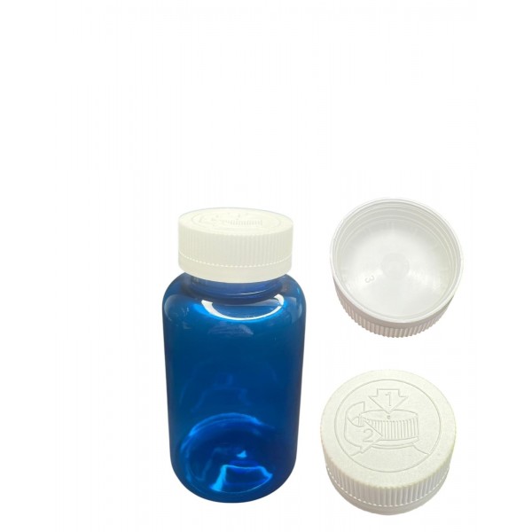 200 ML MAVİ TABLET ŞİŞESİ - COCUK EMNİYETLİ BEYAZ KAPAK 1 KOLİ 400 ADET