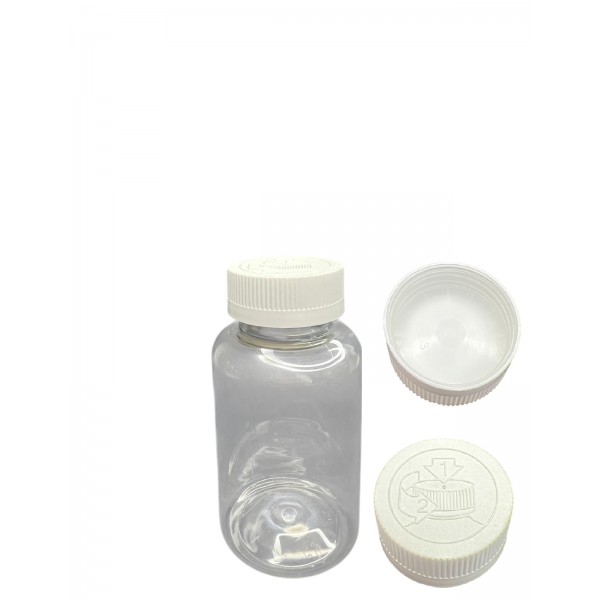 200 ML ŞEFFAF TABLET ŞİŞESİ - COCUK EMNİYETLİ BEYAZ KAPAK 1 KOLİ 400 ADET