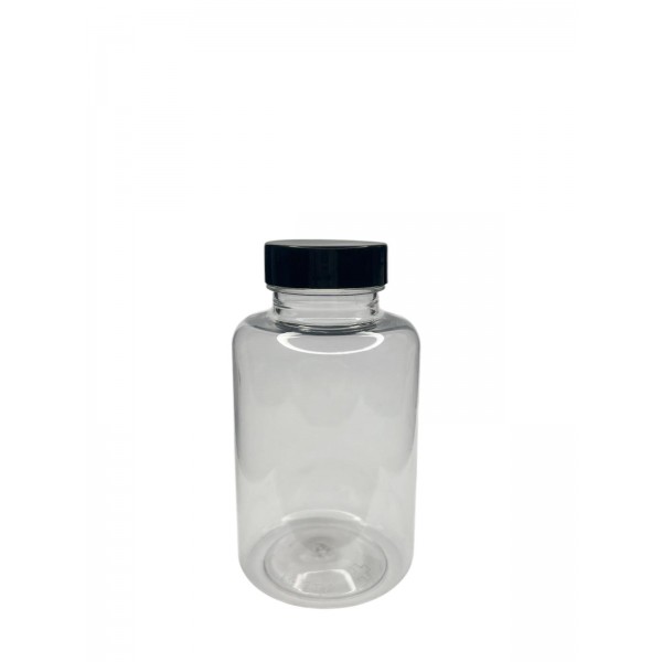 250 ML ŞEFFAF TABLET ŞİŞESİ - SİYAH KAPAK  1KOLİ 200 ADET