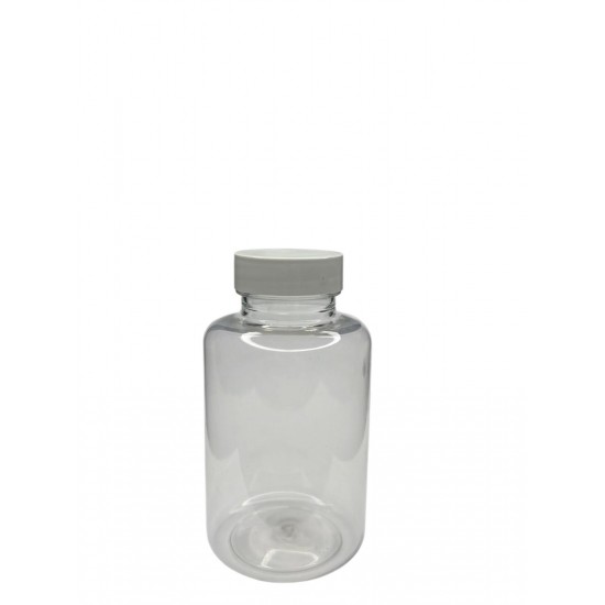 250 ML ŞEFFAF TABLET ŞİŞESİ - BEYAZ KAPAK  1KOLİ 200 ADET