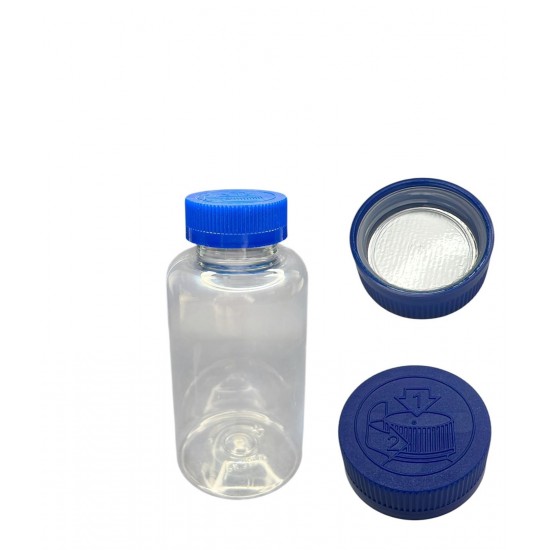 300 ML ŞEFFAF TABLET ŞİŞESİ - COCUK EMNİYETLİ MAVİ KAPAK 1KOLİ 280 ADET