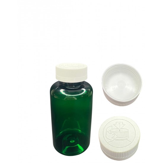300 ML YEŞİL TABLET ŞİŞESİ - COCUK EMNİYETLİ BEYAZ KAPAK 1KOLİ 280 ADET