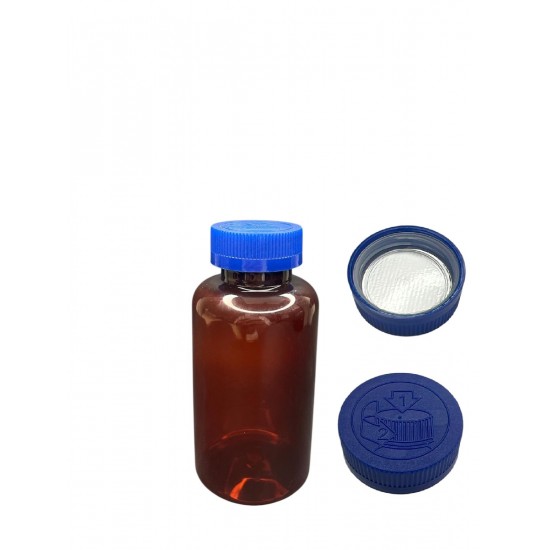 300 ML KAHVERENGİ TABLET ŞİŞESİ - COCUK EMNİYETLİ MAVİ KAPAK 1KOLİ 280 ADET