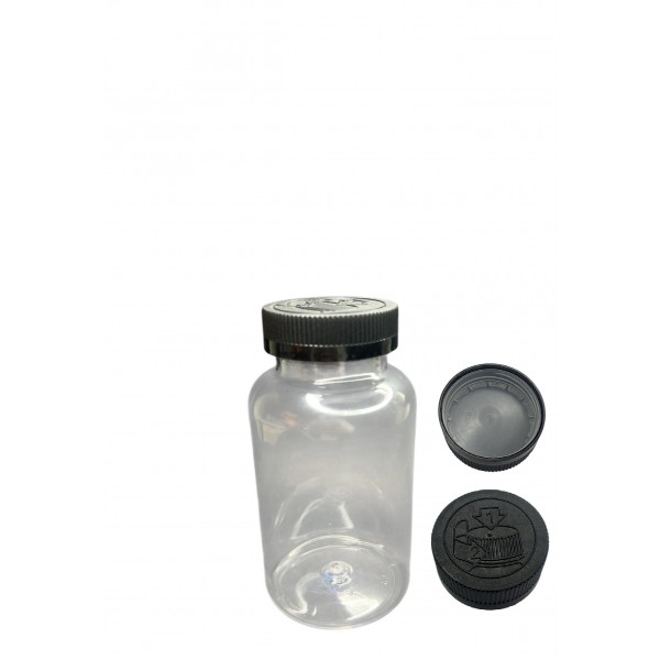 500 ML ŞEFFAF TABLET ŞİŞESİ - COCUK EMNİYETLİ SİYAH KAPAK 1KOLİ 165 ADET