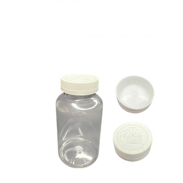 500 ML ŞEFFAF  TABLET ŞİŞESİ - COCUK EMNİYETLİ BEYAZ KAPAK 1KOLİ 165 ADET