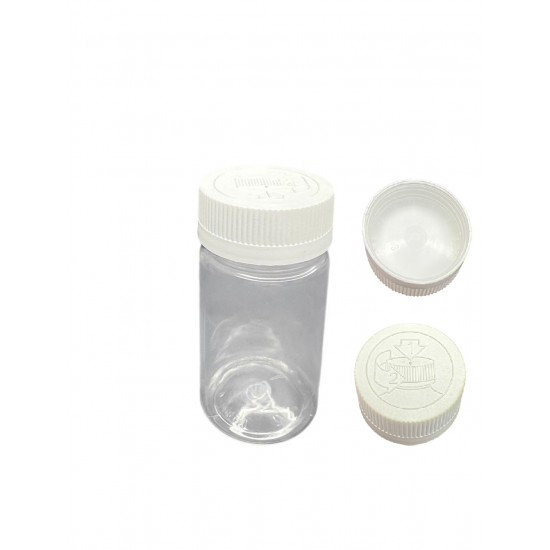 90 ML ŞEFFAF TABLET ŞİŞESİ - COCUK EMNİYETLİ BEYAZ KAPAK  1KOLİ (800 adet)